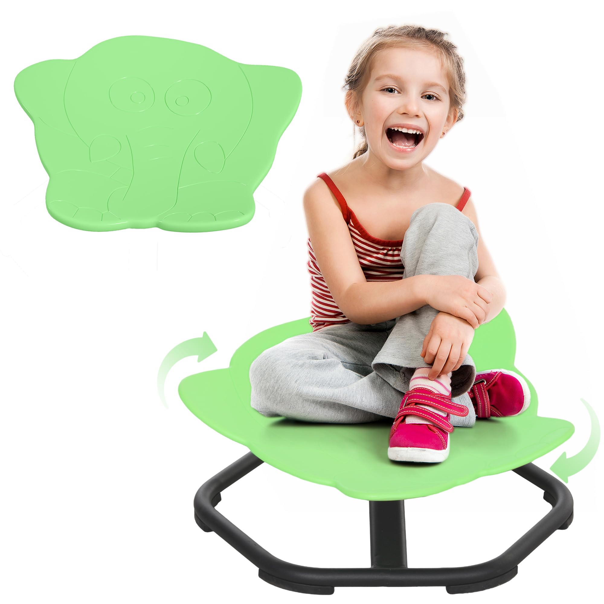 AIYAPLAY Sensorischer Drehstuhl für Autismus, Kinder, Drehstuhl, Grün | Sensorisches Spielzeug für Autistik & ADHS, Sitz- und Spinnausrüstung, Training Balance & Koordination