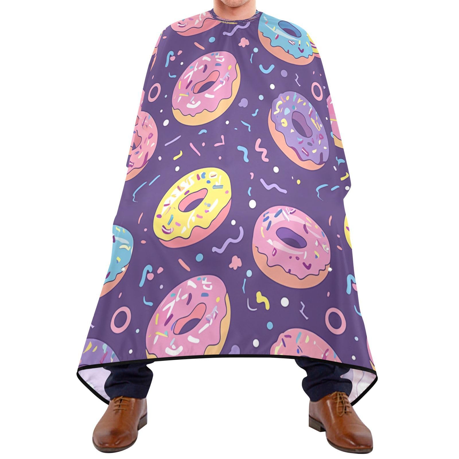 Kigai Cartoon Donuts Hair Cutting Cape for Men & Women Waterproof Barber Cape Professional Hairdressing Salon Styling Apron with Adjustable Closure Snap