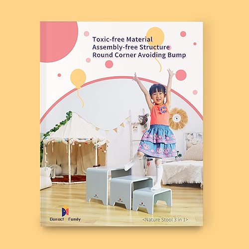 Miniatura 2 de Damoch Family Juego de sillas y mesa para niños, funciona como taburete para cocina, baño y orinal, fácil de almacenar, diseño minimalista patentado