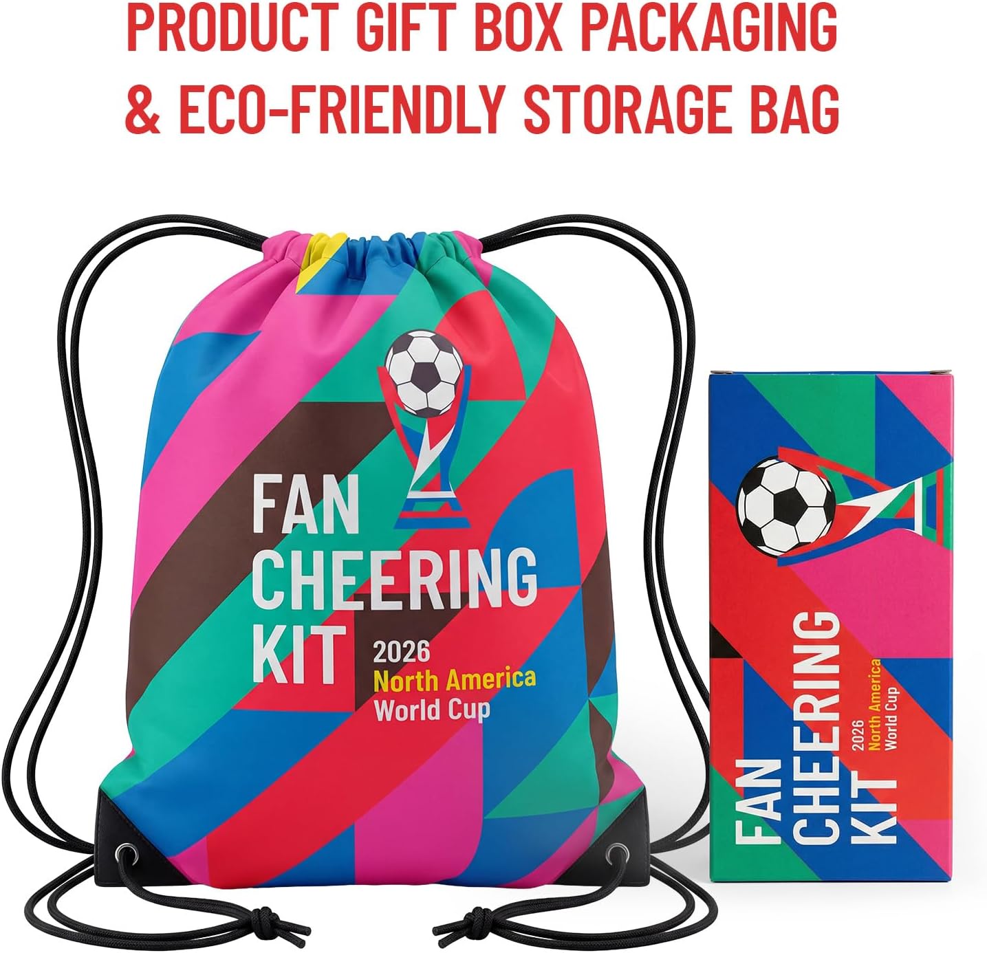 Ultimate 2026 World Soccer Cup USA Fan Kit - 7-in-1 Match Day Set: Flag, Trumpet, Scarf, Glasses, Tattoos, Schedule & Backpack - Patriotic Parade Party Supplies for Fans