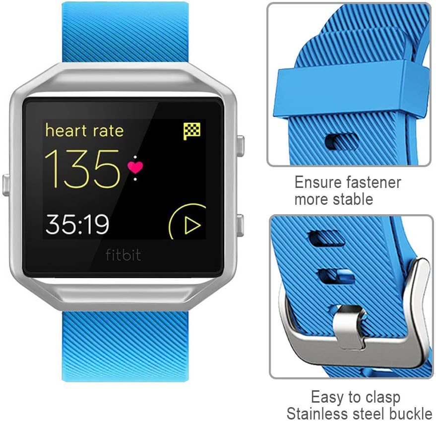 SKYLET Compatible with Fitbit Blaze Bands for Men Women, Silicone Replacement Bands Breathable Sport Strap Compatible with Fitbit Blaze Fitness Watch Women Men Black
