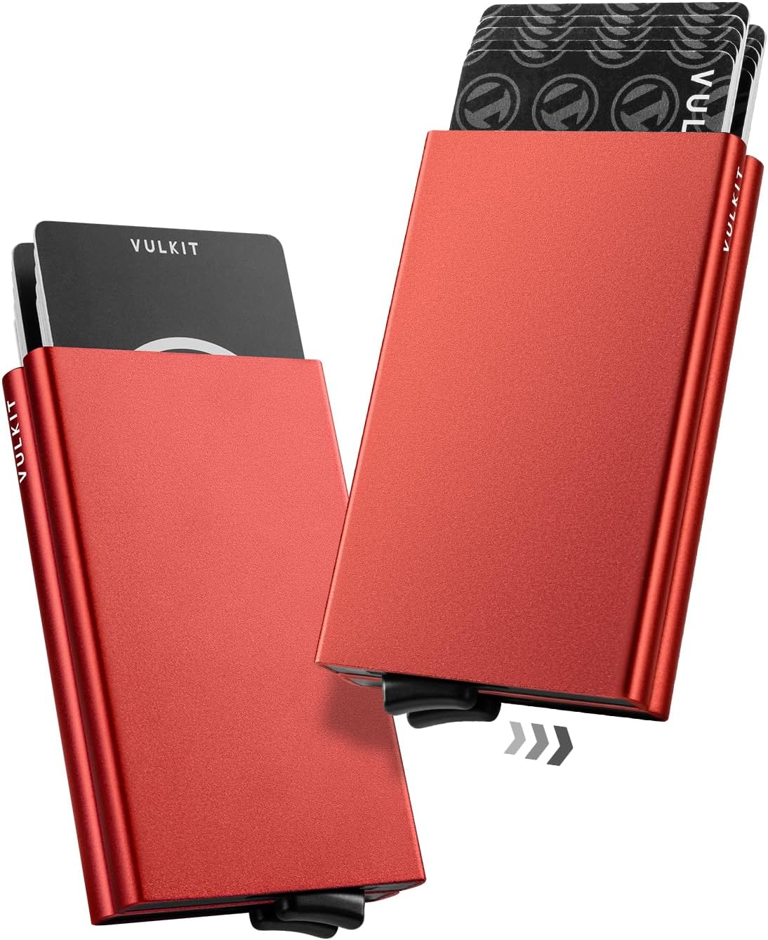 VULKIT Pop Up Card Holder Minimalist Card Case RFID Blocking 2 Double Slim Metal Case for Men or Women (Red)