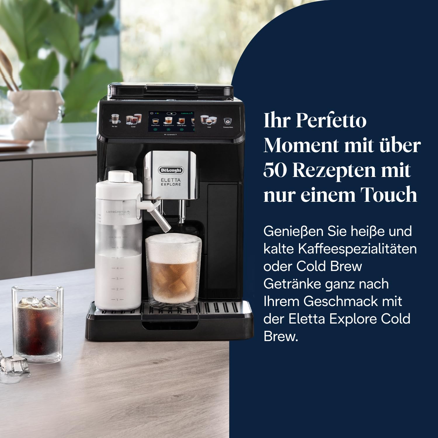 De’Longhi Eletta Explore Kaffeevollautomat mit LatteCrema, 50 Getränke, Cold Brew, Touch-Display, Dunkelgrau ECAM452.67.G