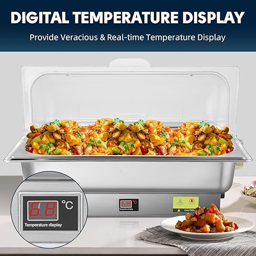 Miniatura 10 de THXSUN Plato eléctrico para rozar, calentador de alimentos de 700 W, 3 platos de 3 cuartos de galón 13 con temperatura ajustable de 32.0 F a 212.0