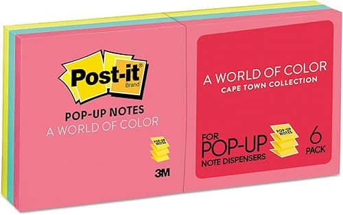 Post-it R330AN - Recambios para notas emergentes, 3 pulgadas x 3 pulgadas, 100ShtPD, 6PK, Ciudad del Cabo