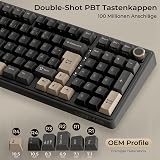 RK ROYAL KLUDGE R98 Pro Mechanische Tastatur Kabel, 96% Gasket Gaming Tastatur QWERTZ RGB mit Nummernblock und Knopf, PBT-Tastenkappen, Hot Swap Linearer Creamy Switches