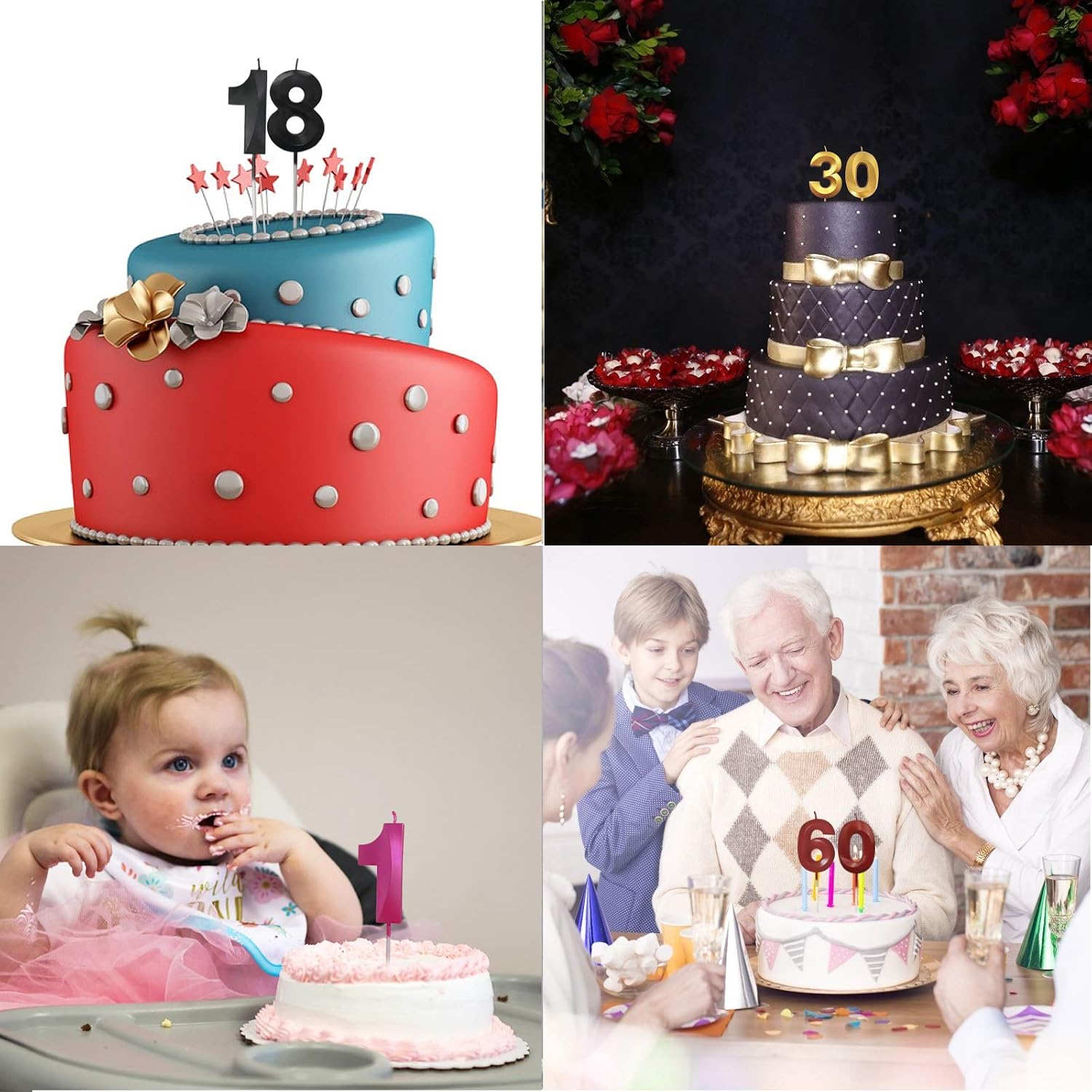 2.76Inch Birthday Cake Candle Number 2,Big Number 2 Candle Cake Decorations,Multicolor 3D Design Candle Numbers,Cake Topper Number Two Candles for Birthday Wedding Theme Party Any Anniversary(Black)