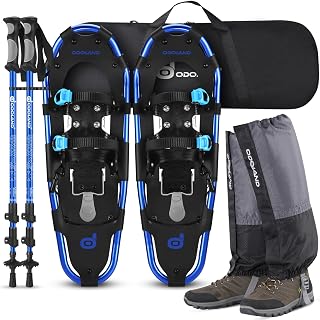 Odoland 21/25/30 Inch Snowshoes with Trekking Poles, Gaiters & Bag - Lightweight Aluminum Heel Lift for Men Women Youth