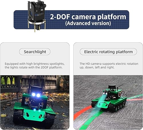 Miniatura 6 de Yahboom Servo digital multi-ángulo de dirección cardán eléctrico 2 grados de libertad DOF cámara PTZ con luz LED para bricolaje robot coche (2DOF