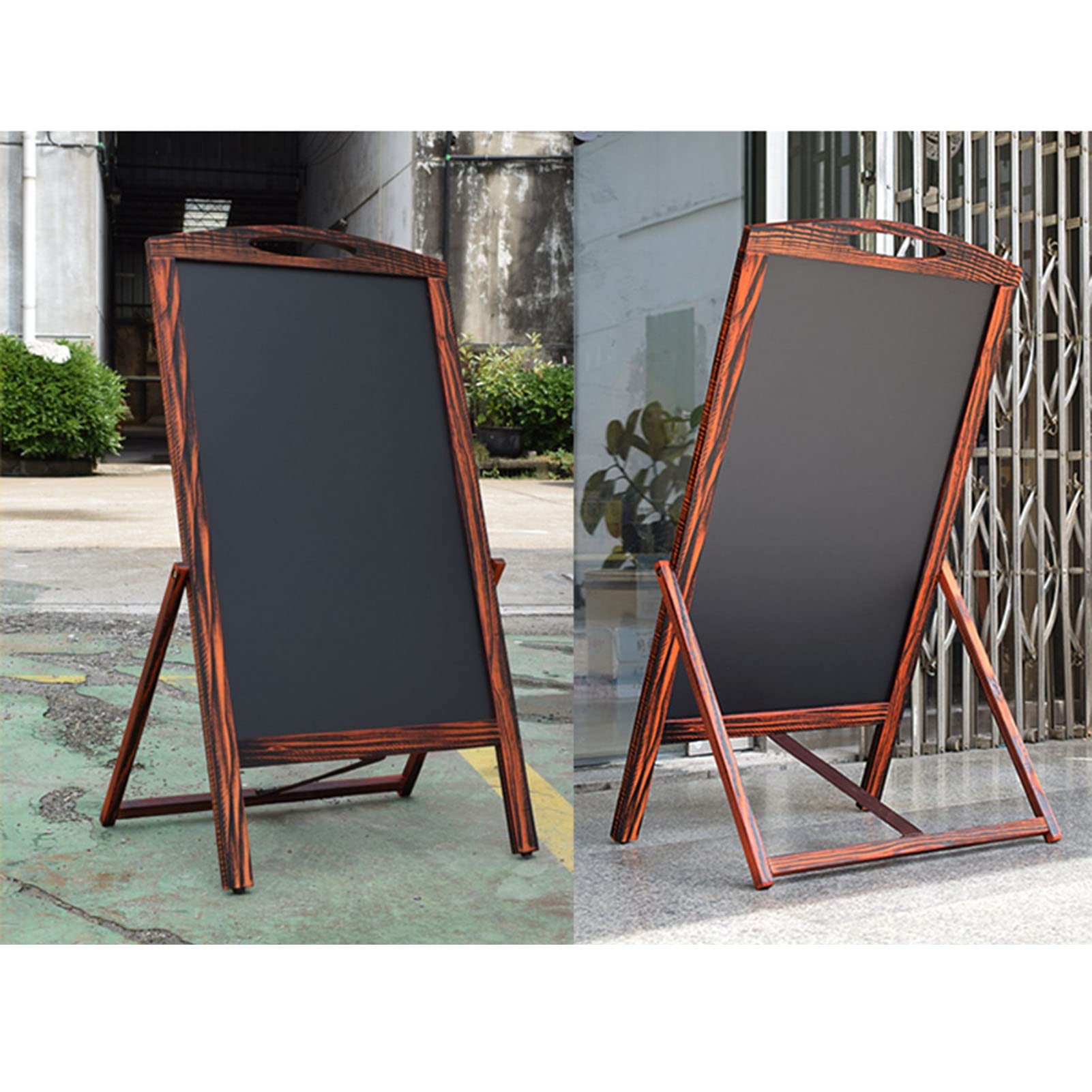 Letrero De Pizarra Caballete De Pizarra De Pie, Tablero De Tiza Enmarcado De Madera Marrón Rústico para Exhibición Promocional Comercial, Menú De Restaurante, Boda, Escuela
