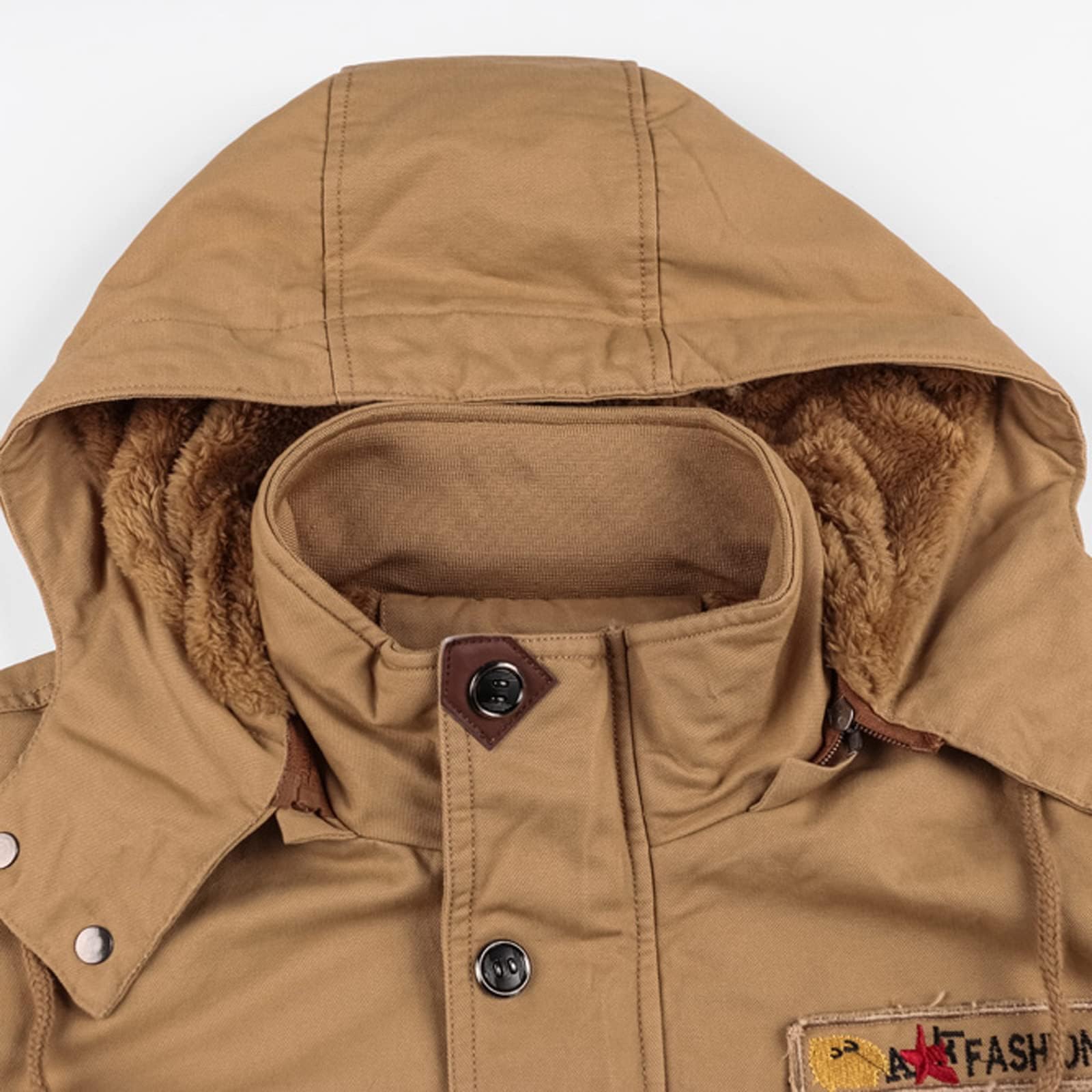 Herren Fleecejacke Warme Jacke Winter Thermojacke Gefüttert Winterjacke Stehkragen Cargo Jacke Übergangsjacke Militär Feldjacke Cargojacke Arbeitsjacke mit Taschen