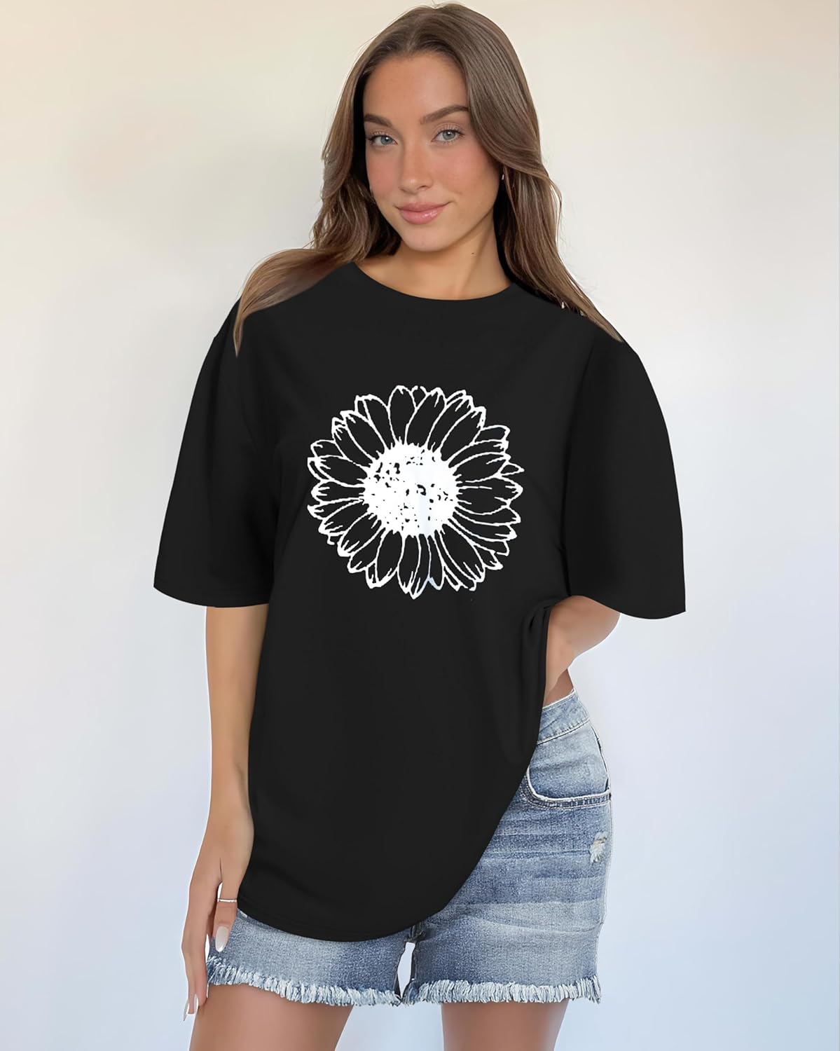 Womens Oversized T Shirts Loose Fit Graphic Tees Summer Casual Short Sleeve Tops - Image 2