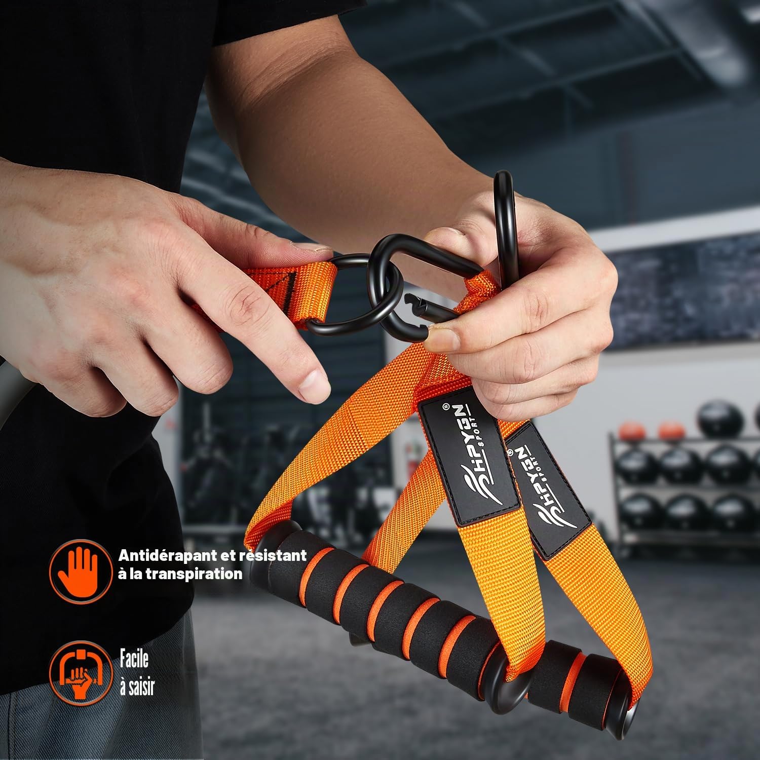 HPYGN Bandes de résistance de 136 kg, bandes de résistance avec poignées, sangles de cheville et ancrage de porte, sac à dos portable, pour l'intérieur, la maison, la gym et l'extérieur