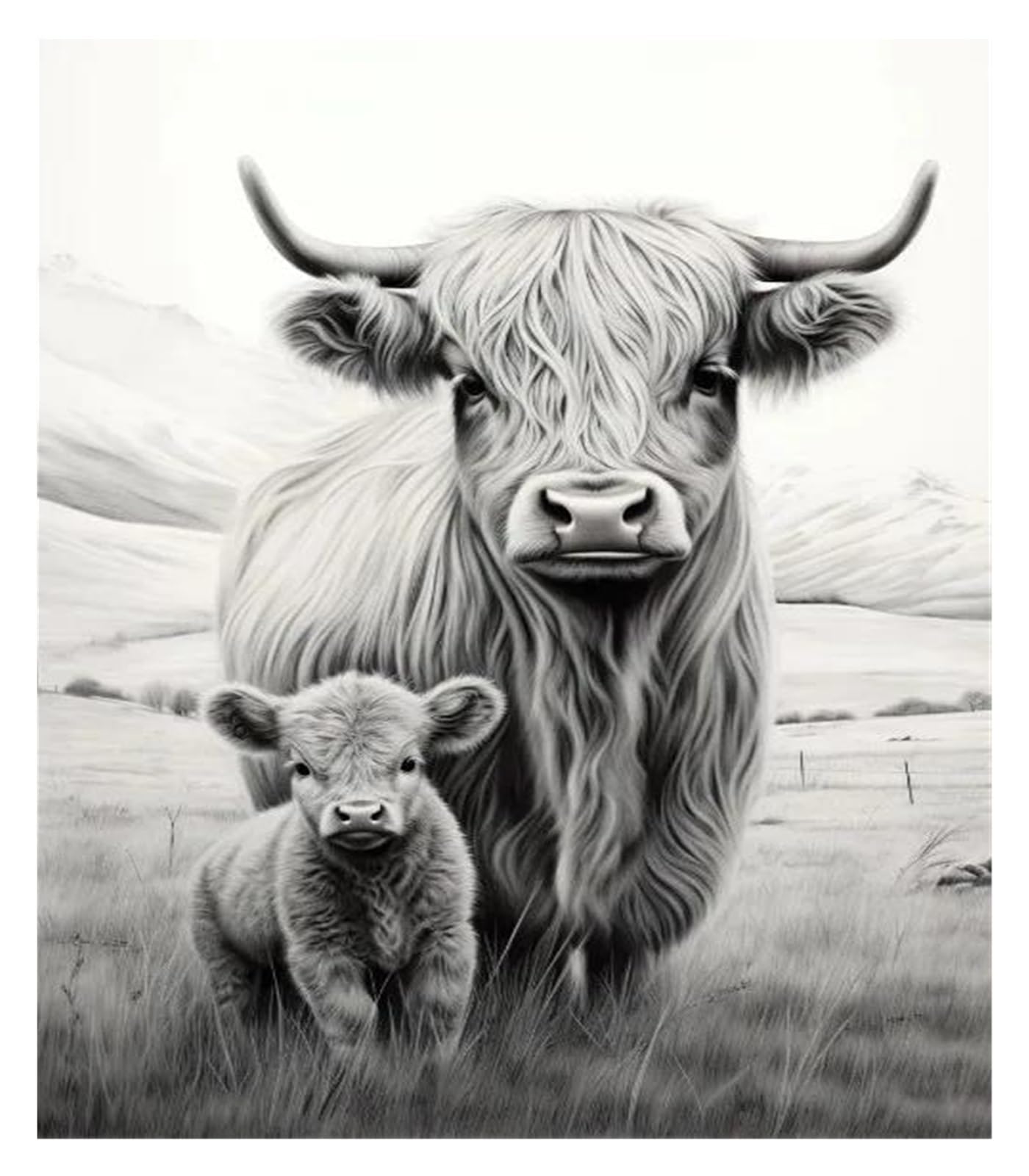 Peinture sur toile vaches des Highlands sans cadre pour relooker un mur vide