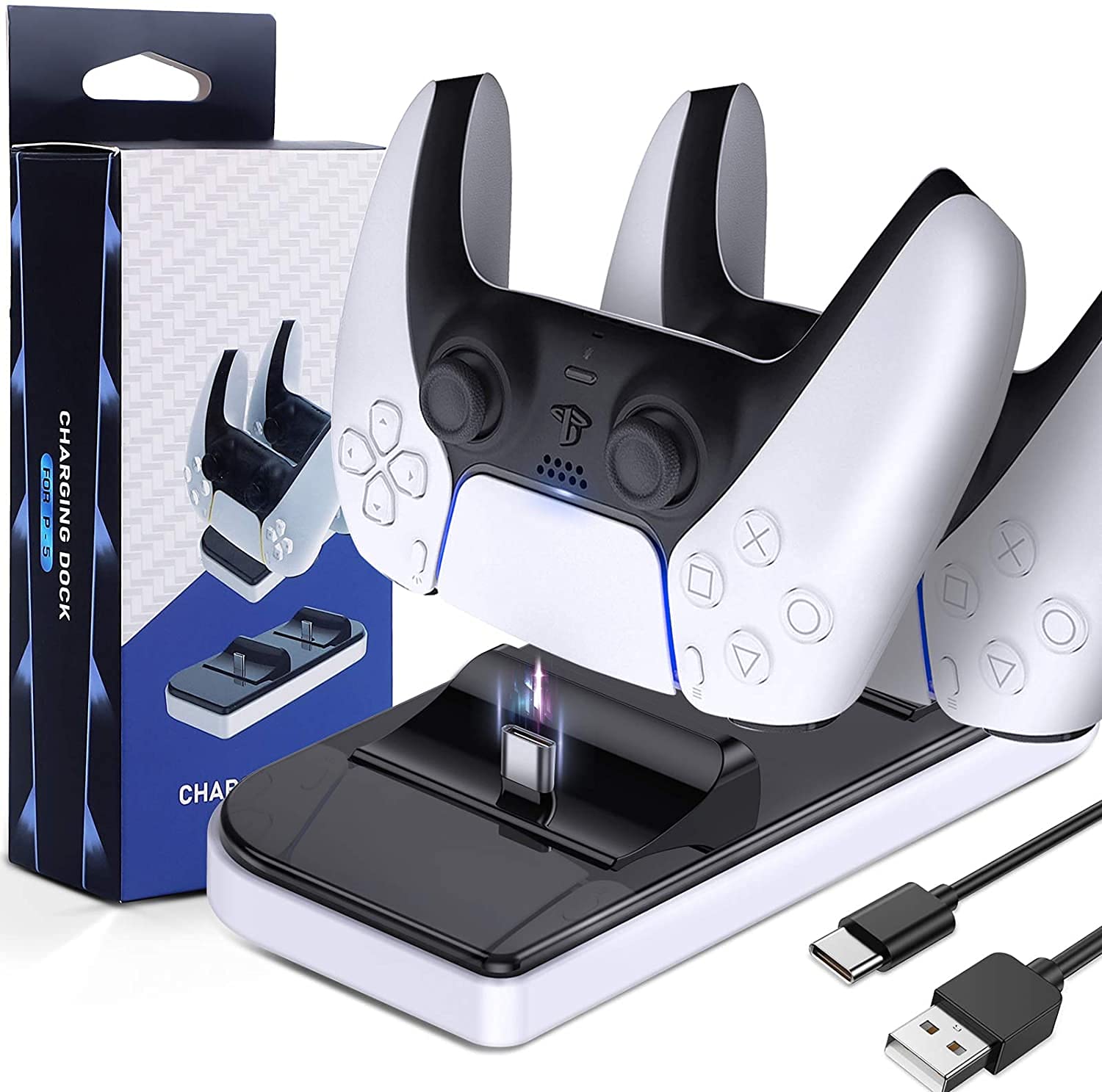 Charger for PS5 DualSense Wireless Controller, Microware Charging Station with Dual Detachable USB C Ports, Charger Stand Dock Compatible with Sony Playstation 5 Dualsense (B0989V4VRN) Amazon Price History, Amazon Price Tracker