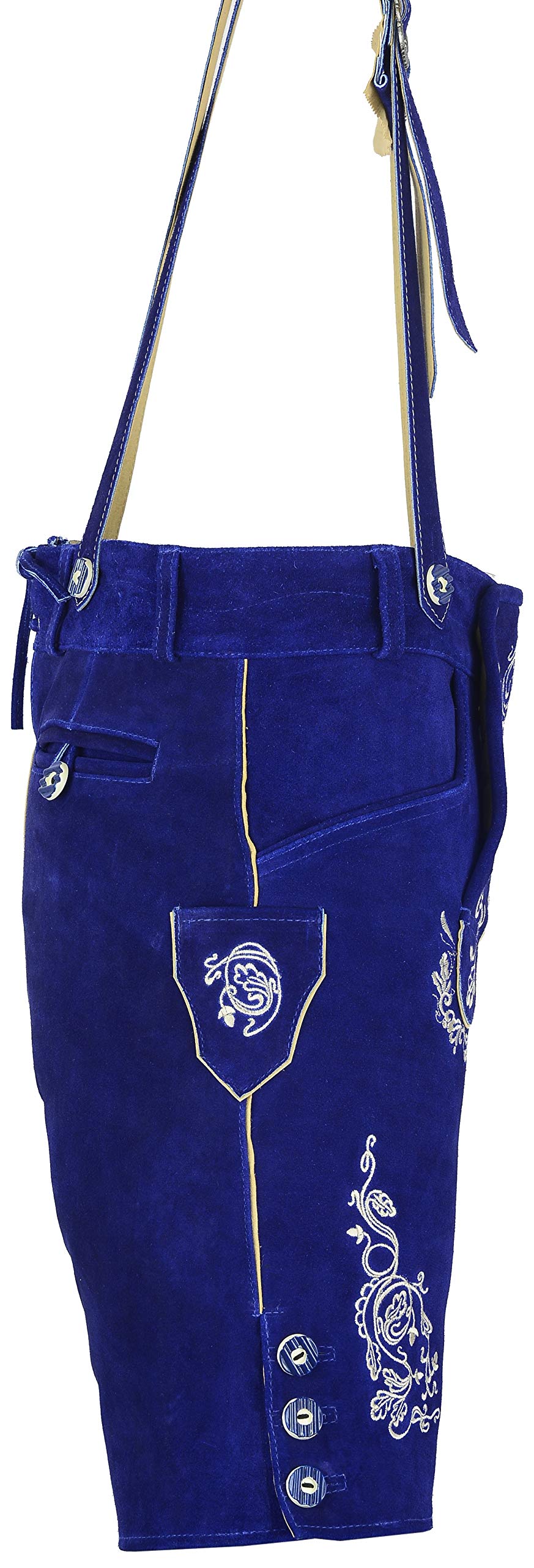 Herren Trachten Lederhose mit Träger Trachten Lederhose Hosenträger,Echtes Leder Herren Kurz Oder Lang Kniebund Bayerische Traditionelle Echt Lederhose Oktoberfest (Gr.46-60)