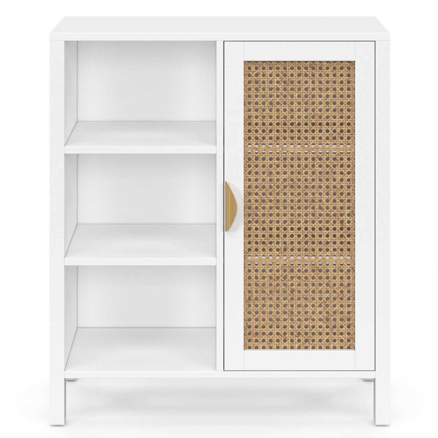 IDMarket - Buffet auxiliar con 3 estantes y Armario 70 cm EDHEN Blanco con cannage