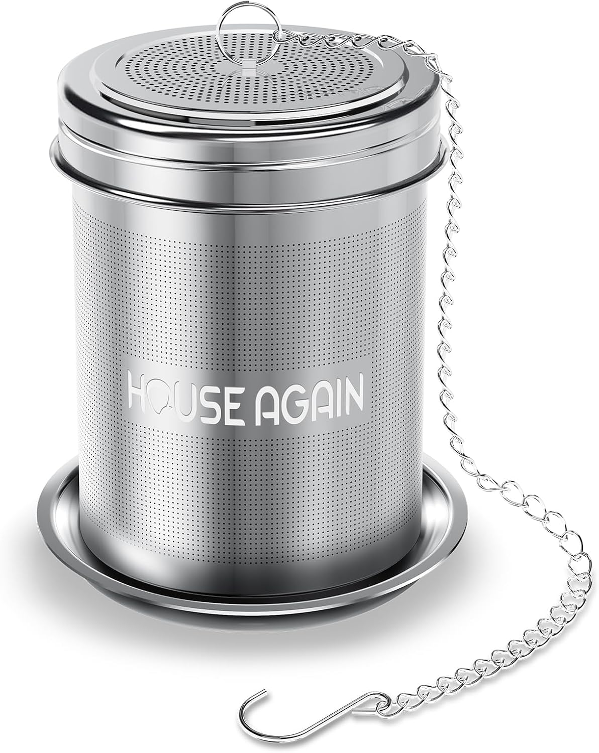 House Again Large Tea Infuser, Extra Fine Mesh Tea Strainers for Loose Tea, 18/8 Stainless Steel Tea Strainer with Extended Chain Hook, Tea Steeper for Brew Tea, Spices & Seasonings, for Multi Cups