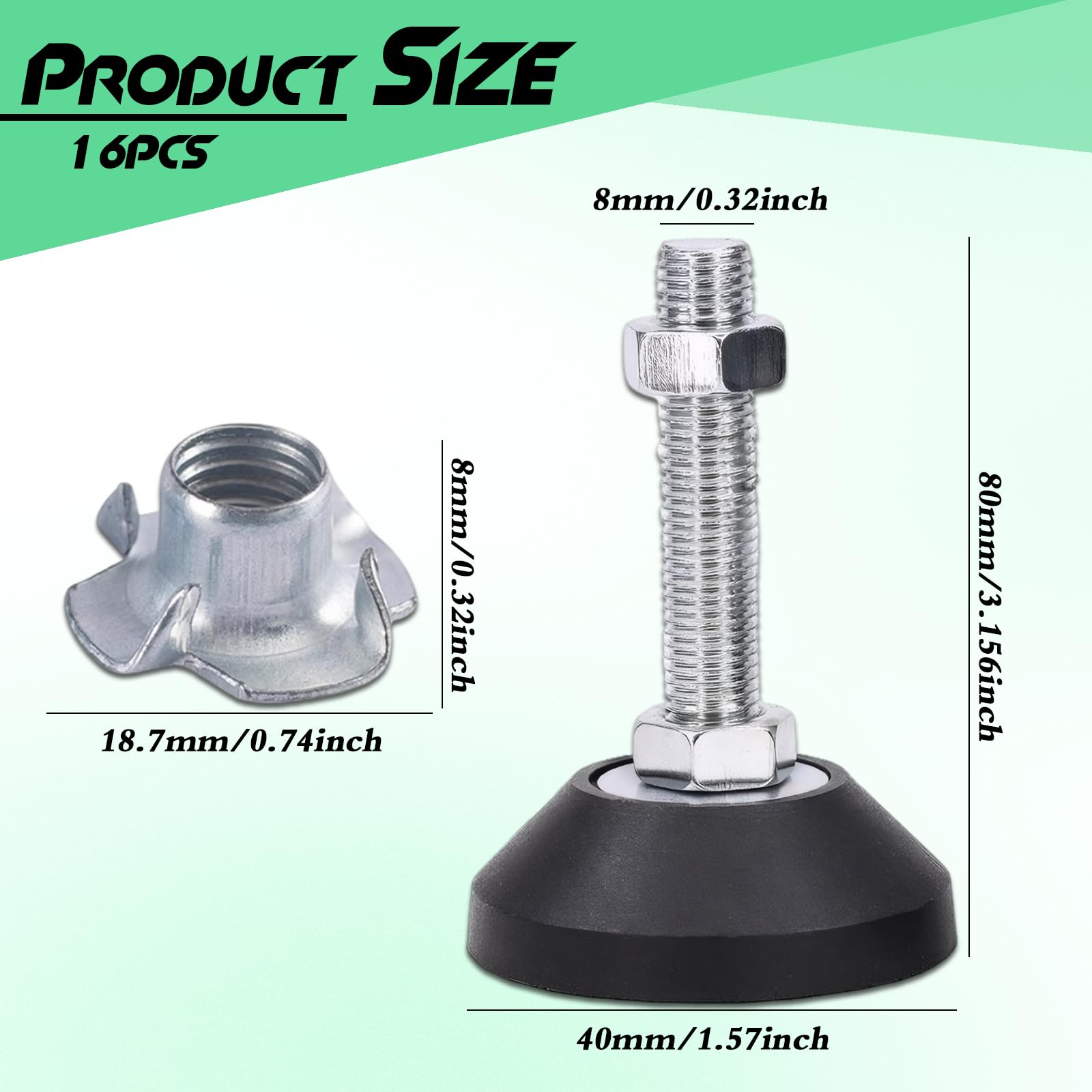 8 Pezzi Livellatori Per Mobili In Gomma Regolabili Piedini Di - Foto 3