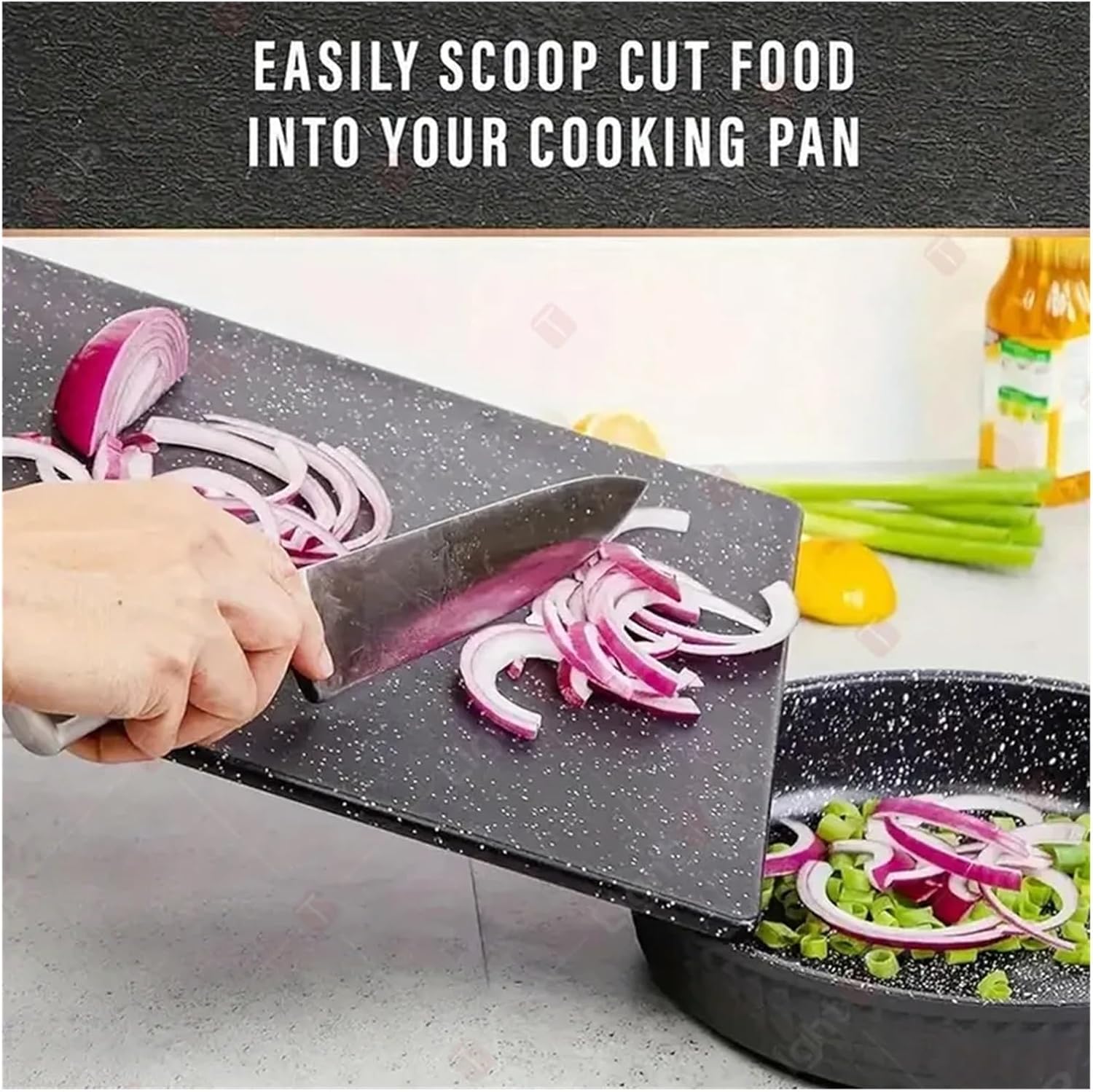Kitchen Cutting Board Imitation Marble Plastic For Meat Fruit And Vegetable Double Sided Chopping Black(Sl-2pcs)