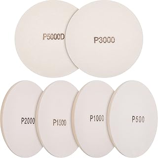 6 Pack Bowling Sanding Pads 5 Inch Grit 500 1000 1500 2000 3000 5000 Round Bowling Ball Accessories for Sanding Polishing Cleaning