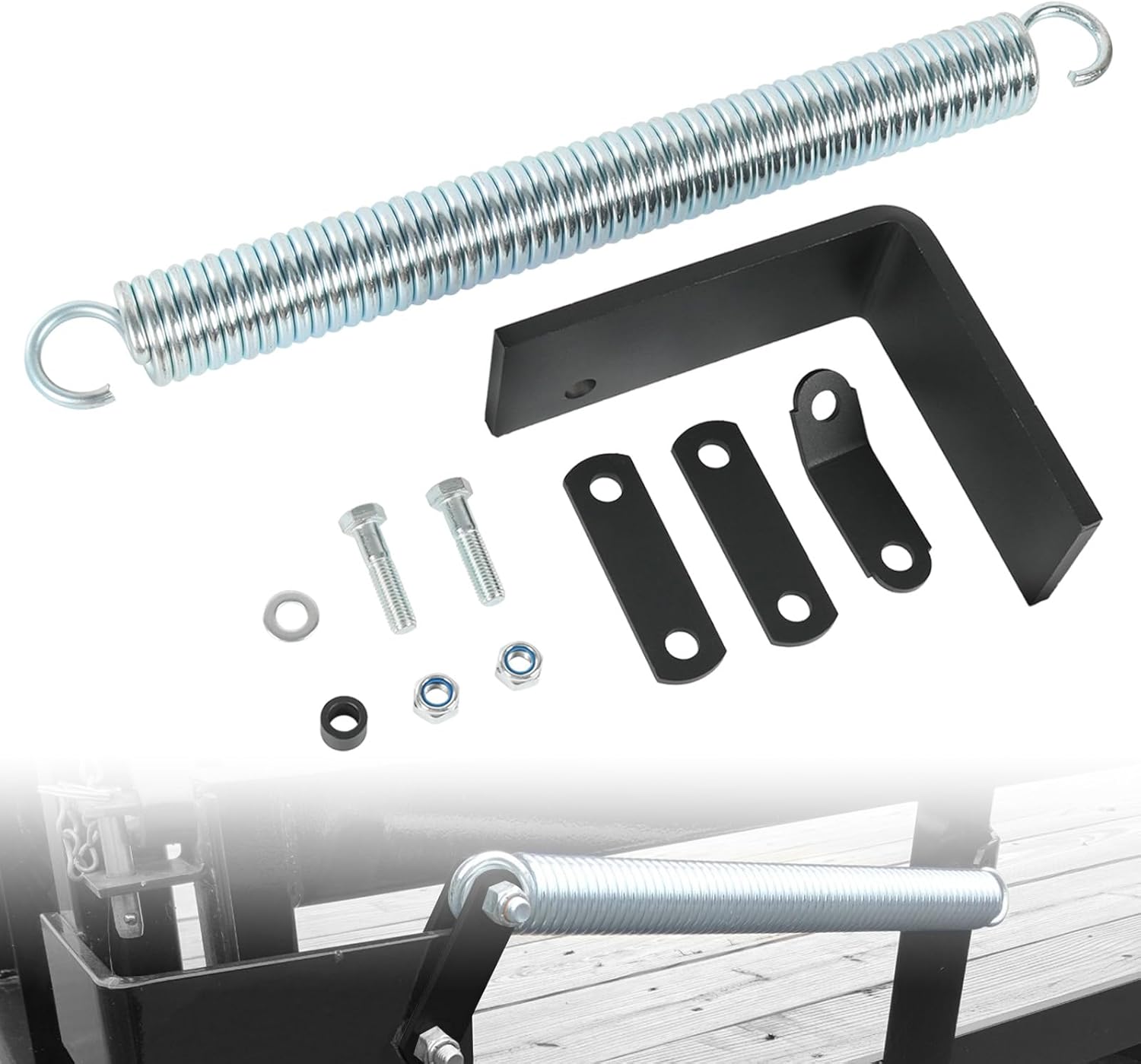Right Side Trailer Tail Gate Spring Lift Assist Kit with Bracket and Hardware Compatible with Utility Trailer Ramp and Tailgate (Right-Hand Mount)