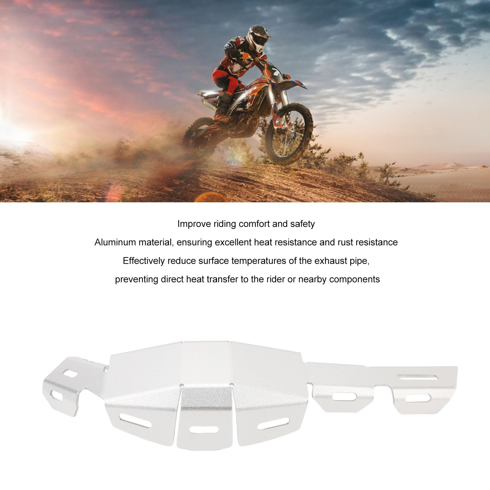 Osłona Termiczna Wydechu Motocykla, Aluminium Srebrne, Osłona Termiczna Zapobiegająca Poparzeniom, do Rajdu CRF 300L CRF300, Poprawiająca Komfort i Bezpieczeństwo Jazdy
