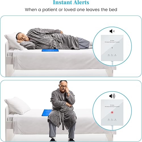 Miniatura 2 de briidea Alarmas de cama y prevención de caídas para ancianos con almohadilla de cama con detección de peso de 20 x 28 pulgadas (alarma inalámbrica