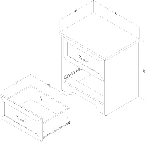 Miniatura 3 de South Shore Prairie - Mesita de noche de 2 cajones, arce gris