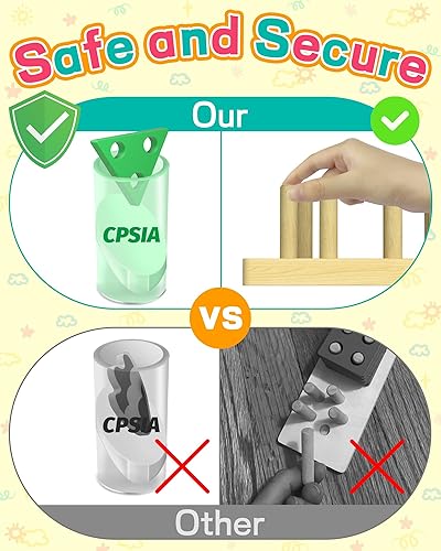 Miniatura 5 de Zartores Juguetes Montessori para niños y niñas de 1, 2 y 3 años, rompecabezas de madera, juguetes de clasificación y apilamiento para niños