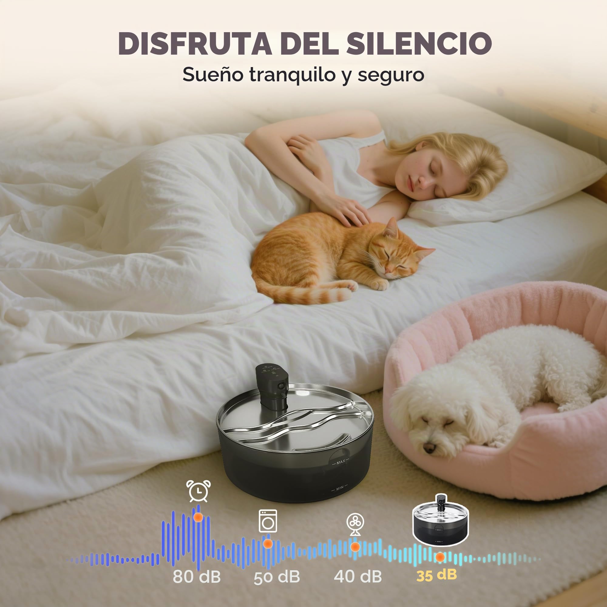 PawHut Fuente de agua para gatos de 7 l, acero inoxidable con bomba silenciosa, ventana de nivel de agua, filtro de carbón activo, sensor de movimiento, sistema de filtro, funciona con pilas, fuente