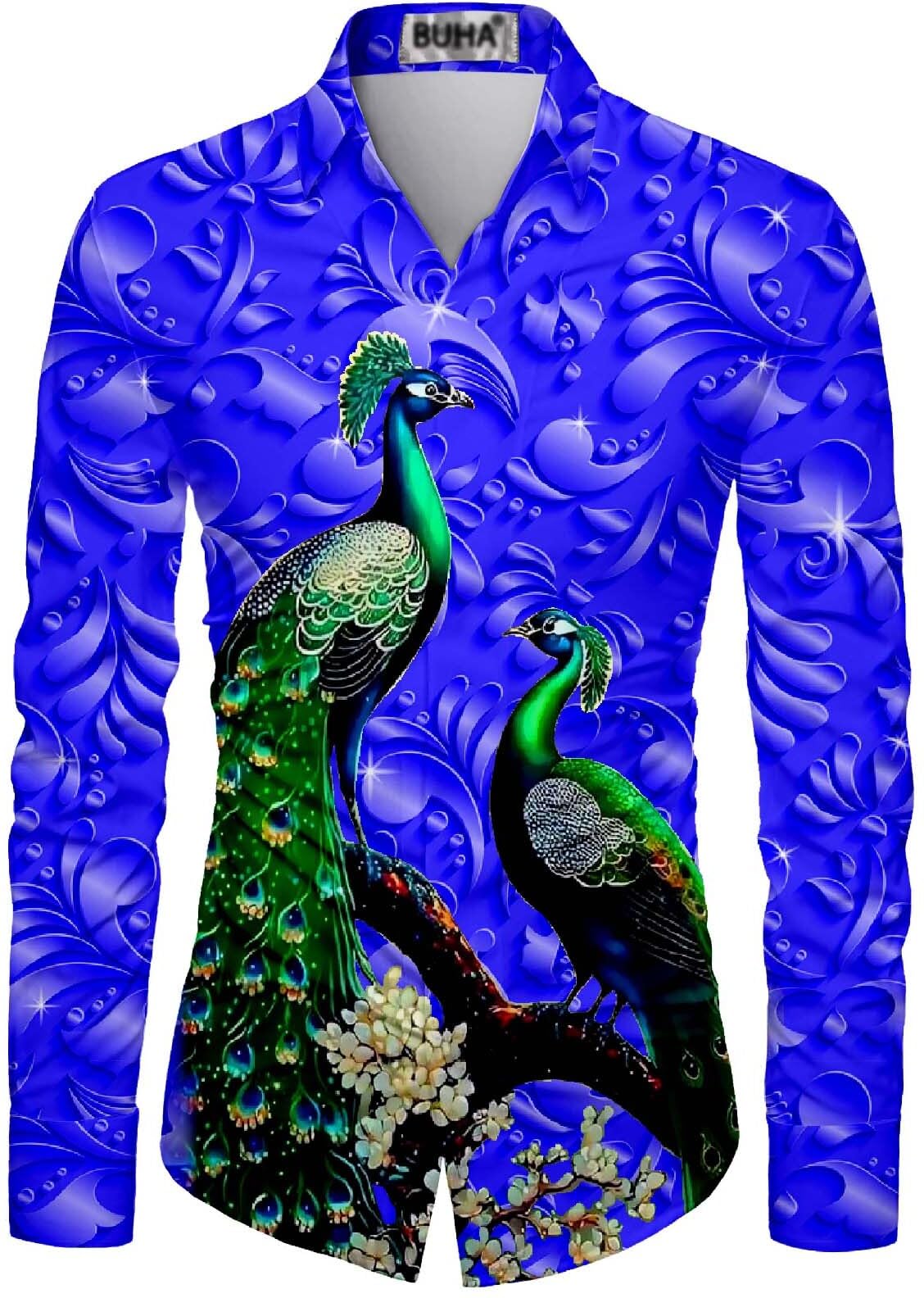 slowrose Men's Cotton Blend Regular Fit Printed Unstitched Shirt Fabric 2.25 Meters with Elegant Design For Casual Outings, Parties, Festivals (Blue)-picture-15