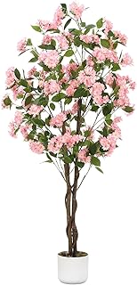 5FT Artificial Osmanthus Tree in Pot - Realistic Faux Plant with Natural Wood Trunk, Lifelike Flowers for Indoor & Outdoor Decor, Office, Living Room