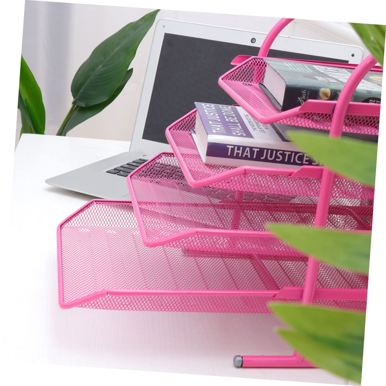 Organizador de Archivos de Escritorio de 4 Capas, Hierro Rosa
