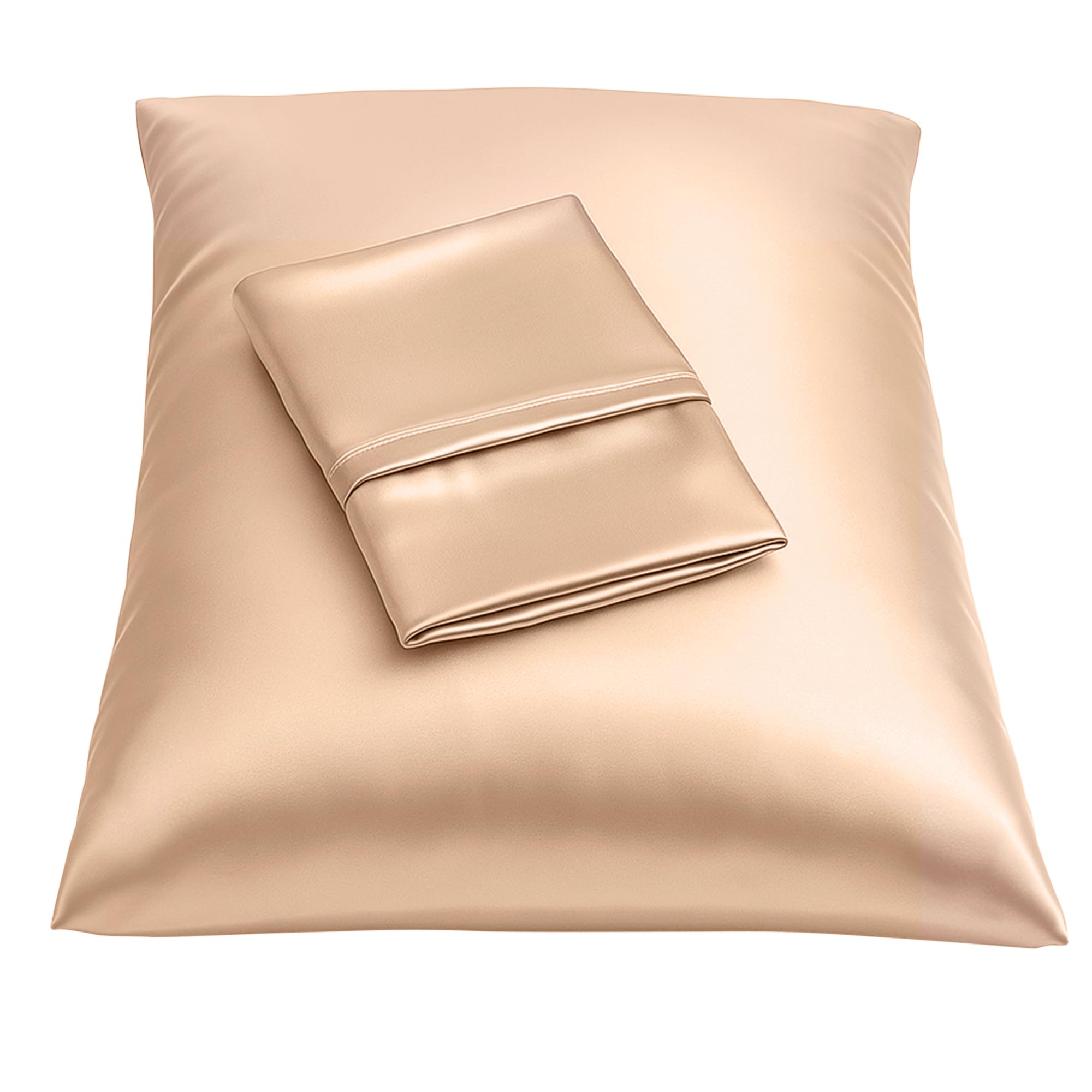 BLISSFORD Satin Pillowcase with Zipper, Like Silk Pillow Cases - Champagne