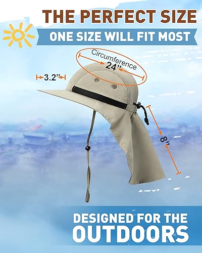 Miniatura 6 de Neck Flap Sun Hat with Wide Brim - UPF 50+ Hiking Safari Fishing Caps for Men and Women, Perfect for Outdoor Adventures