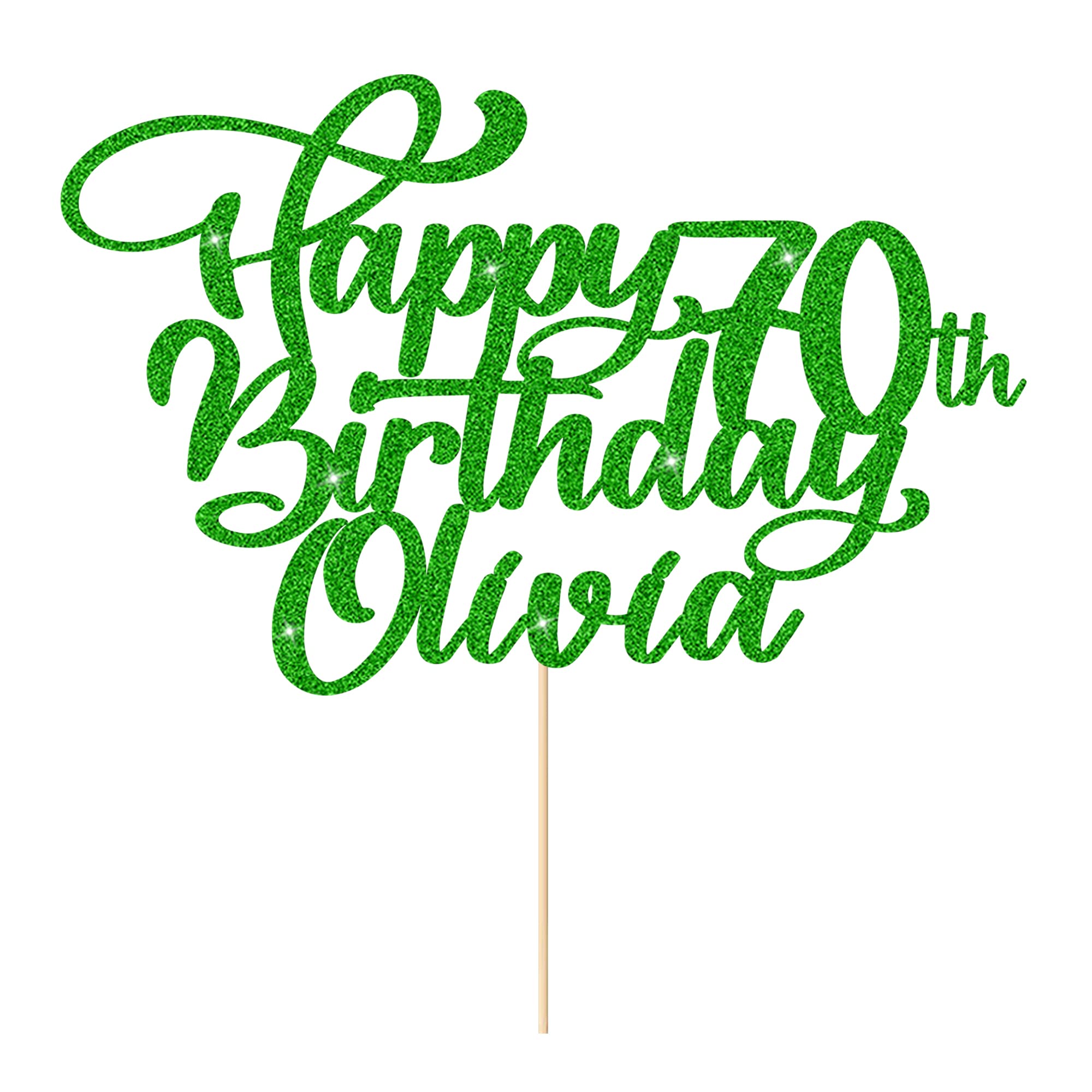 Cake Topper Happy Birthday Cake Topper Personalised Cake Topper Birthday Cake Decoration Customised Any Name Age 1st 10th 16th 18th 20th 21st 30th 40th 50th 60th 70th 80th(Green)