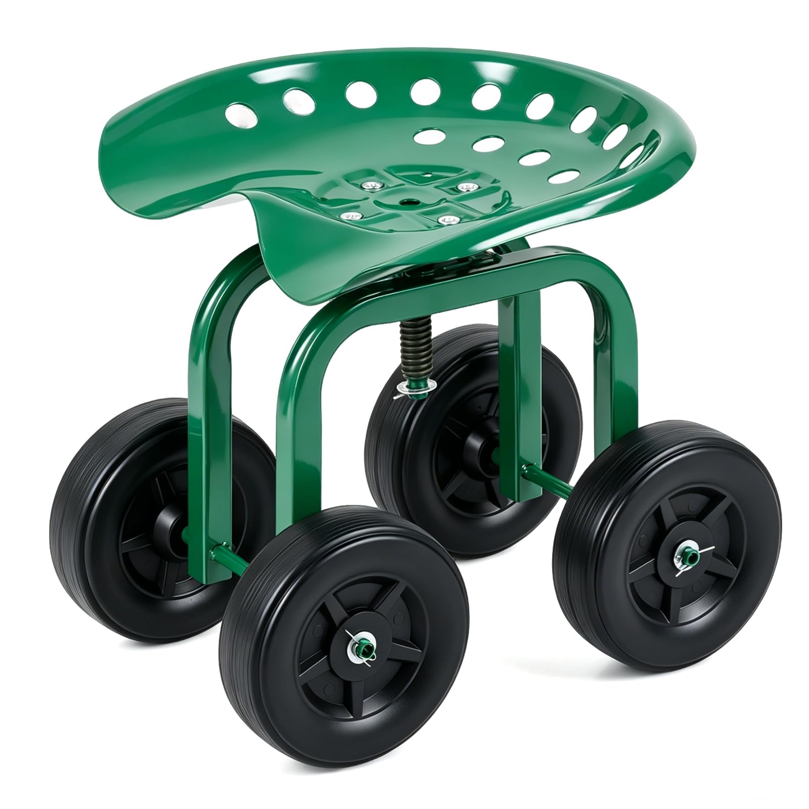 RELAX4LIFE Rollsitz, Gartensitz mit 4 Rädern, Gartenrollsitz 360 ° Drehbar & Höhenverstellbar 40-50 cm, Fahrbarer Arbeitssitz aus Metall, bis 150 kg, für Gartenarbeit & Autopflege