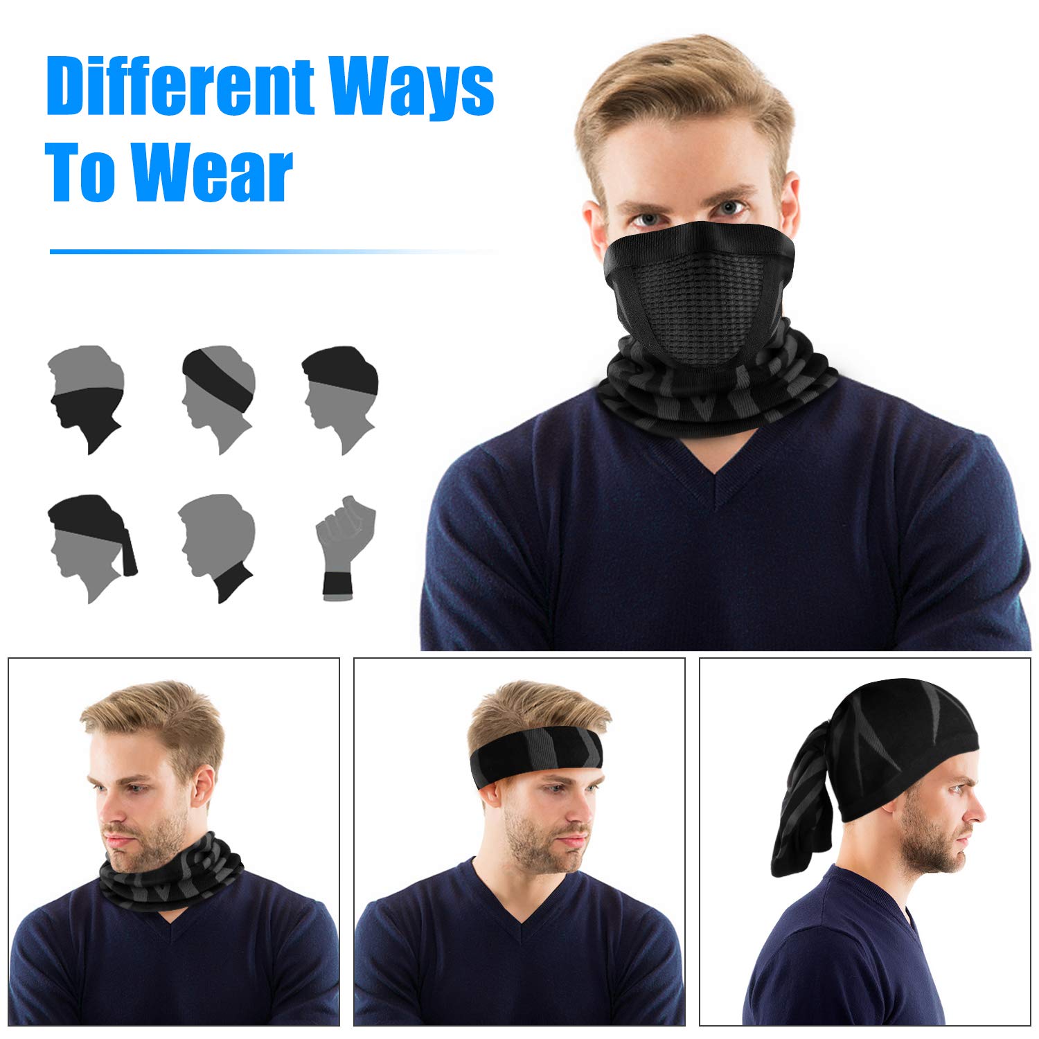 ENONEO Scaldacollo Running Termico Uomo Donna Traspirante Antivento Scaldacollo Sportivo Elastico Sciarpa Tubolare Inverno Passamontagna Sci Copricollo Moto Bandana Bici Ciclismo