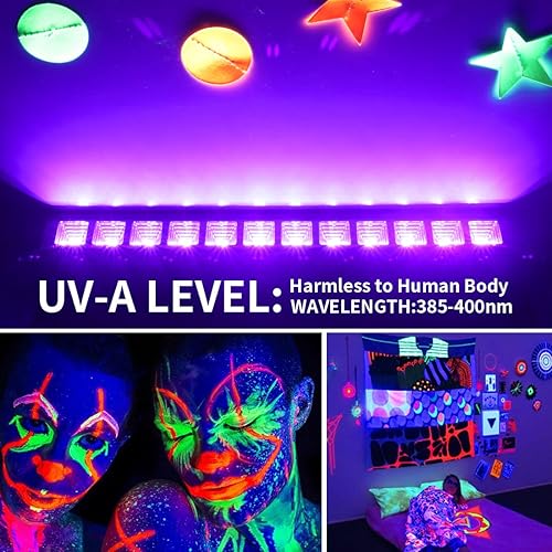 Miniatura 3 de Tira de luz negra de 79 pies y paquete de 6 luces LED negras, luz de inundación de barra de luz negra con interruptor+enchufe + cable de 5 pies, luz