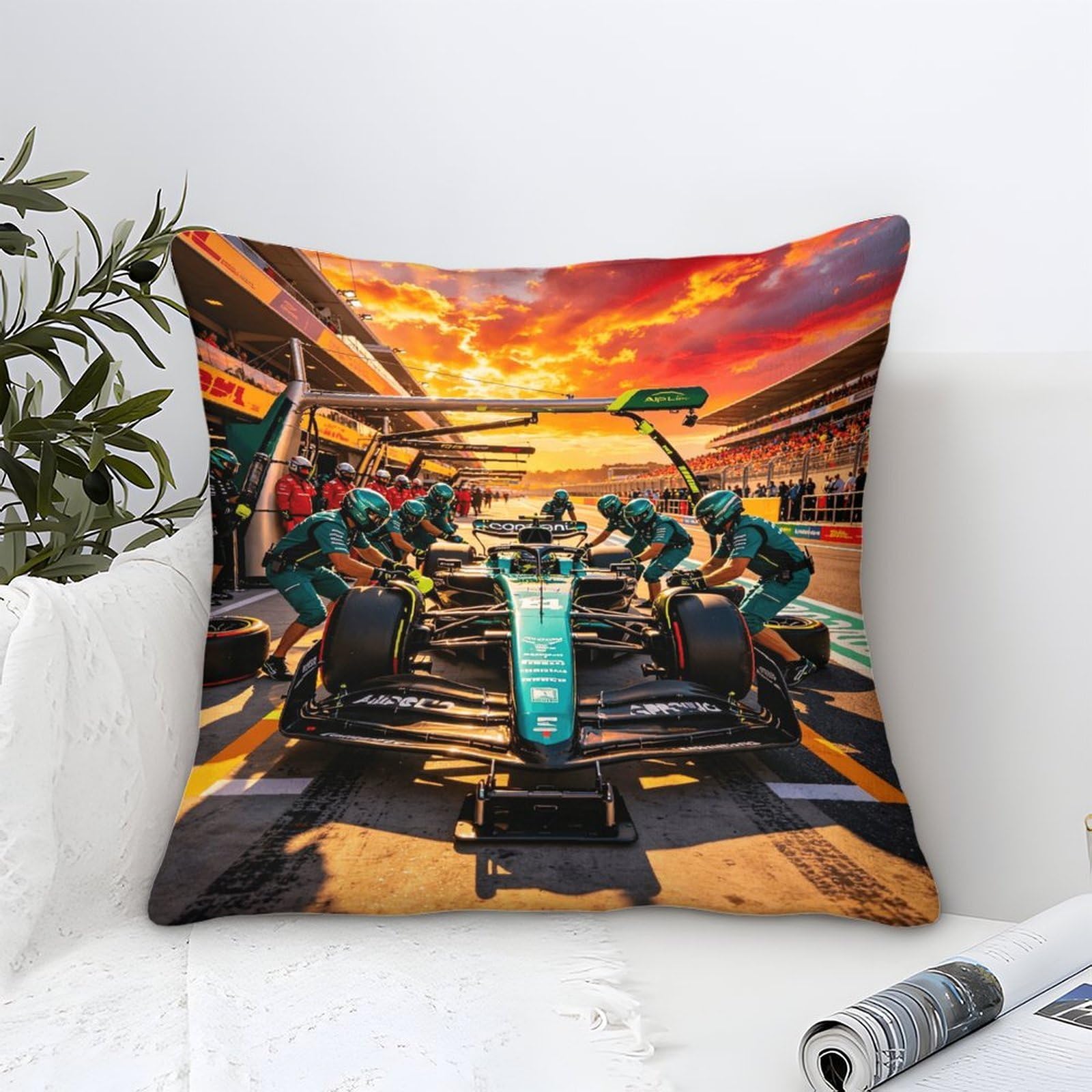3U6C4M9K Formulaa Racing Throw Pillow Cover 50x50cm, Rectangle Pillow Cases Home Decorative Microfiber Pit Stop Cushion Cover for Bed Sofa