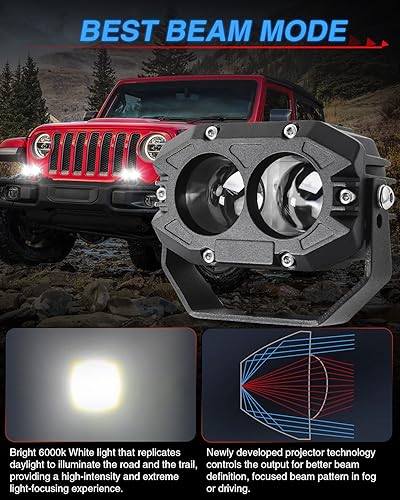 Miniatura 2 de BraveWAY Luces LED de 4 pulgadas de 80 W 9600 LM haz de punto blanco todo terreno para trabajo conducción de camión camioneta motocicleta SUV ATV