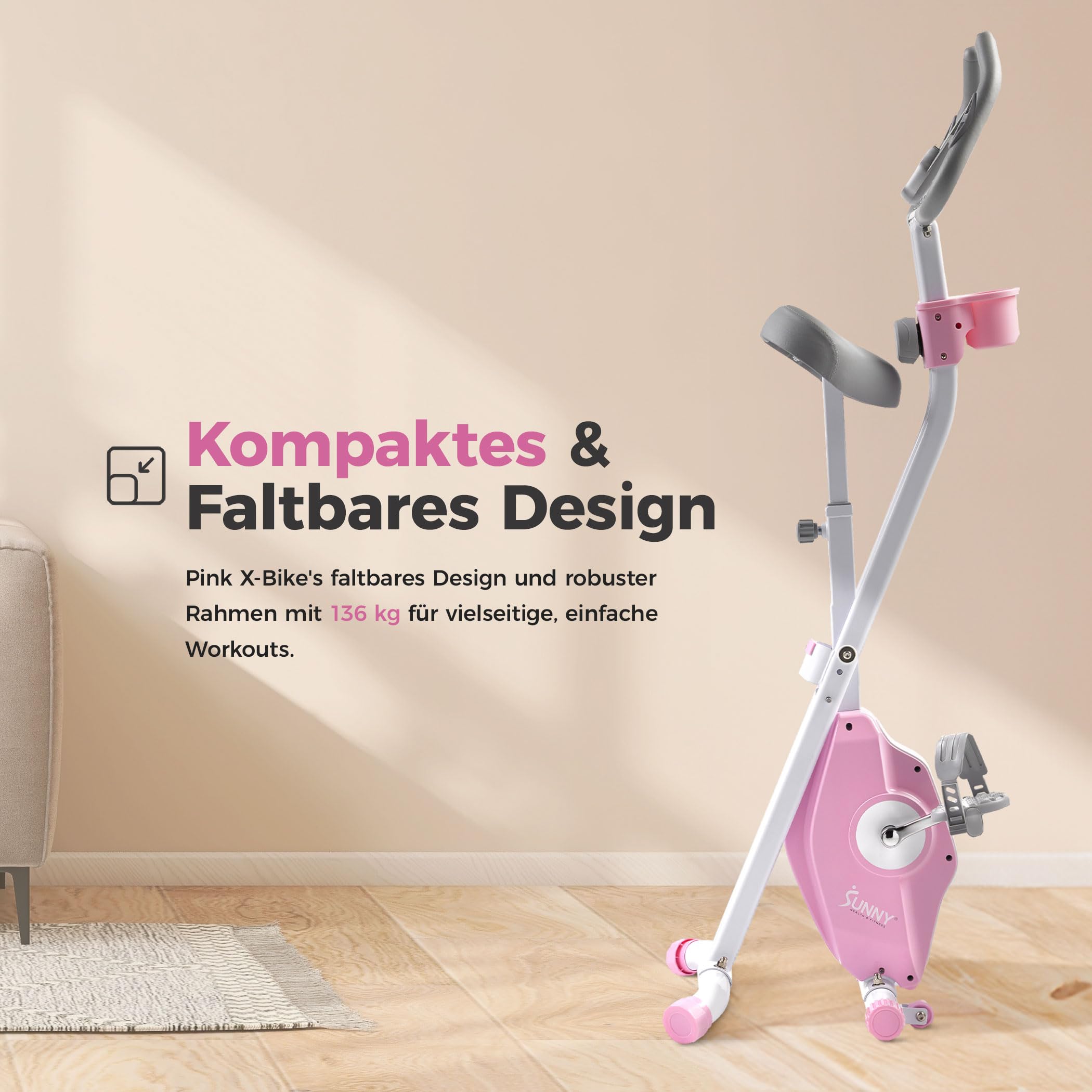 Sunny Health & Fitness Faltbares magnetisches X-Bike Pro
