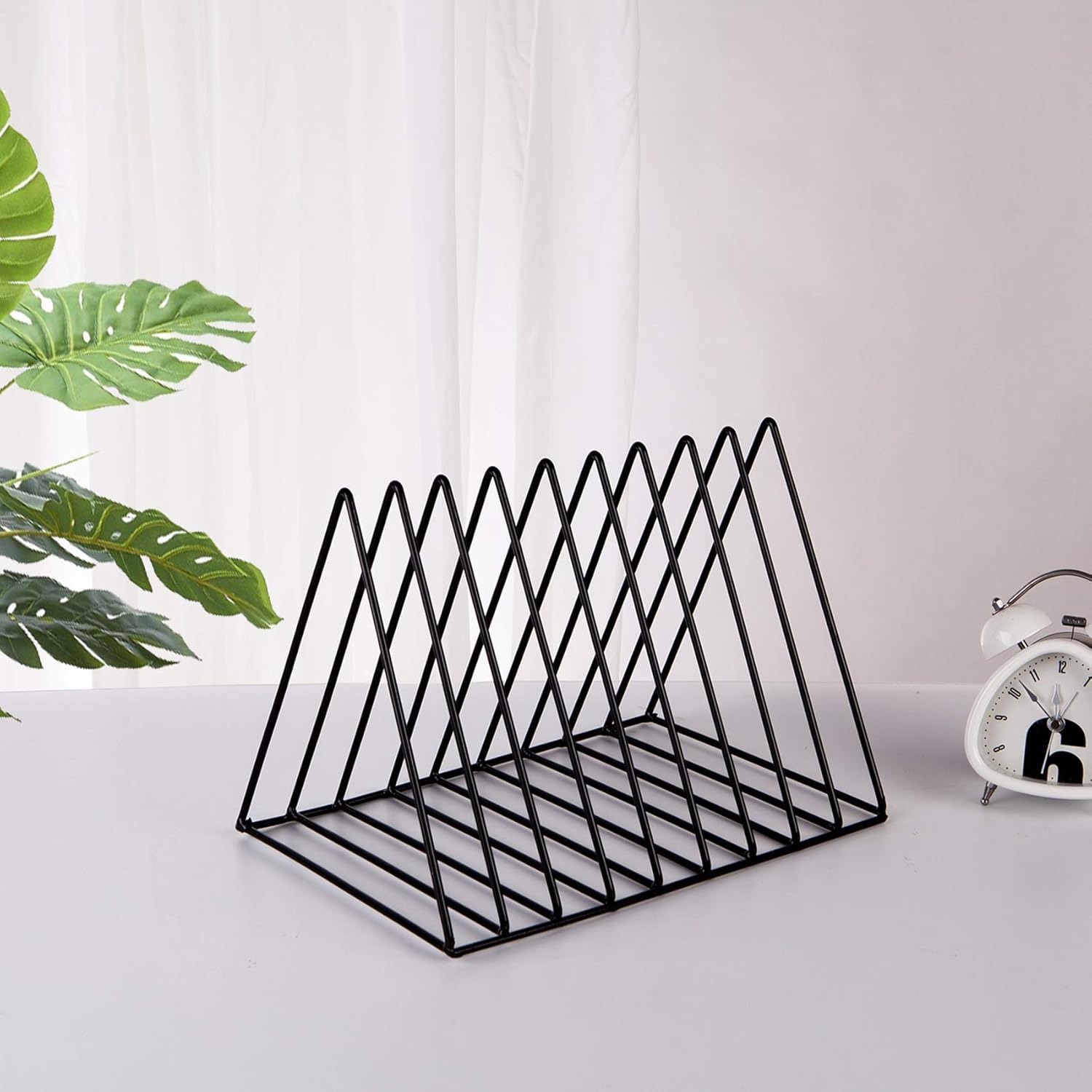 Desktop Metal Iron Book Rack Record Holder Triangle Magazine Rack Stand, Newspaper Desk Rack, File Holder Organiser Rack Storage Organizers Book (Pack of 1) (Metal Iron) (NHSP)-image-13