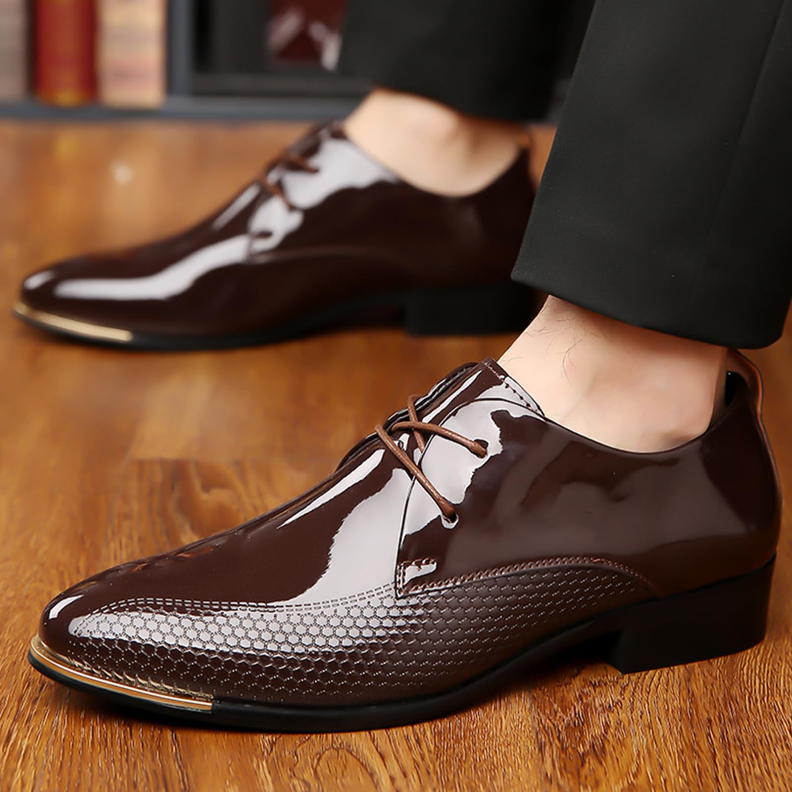 Scarpe Formali da Uomo Scarpe Eleganti Oxford Stringate | in Pelle Antiscivolo Classico con Punta Sposa Uniformi ufficio Business