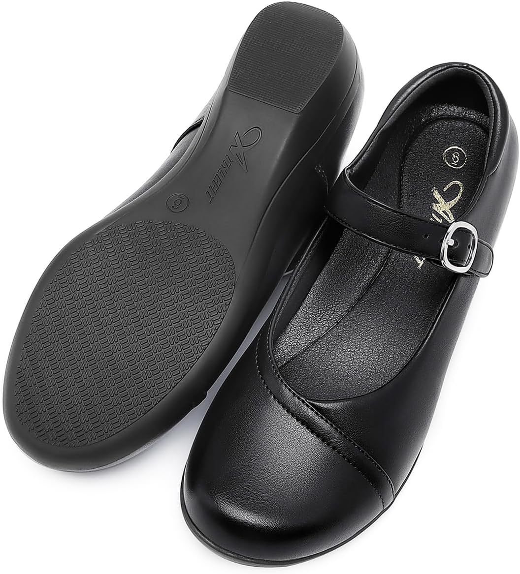 Athlefit Women's Mary Jane Round Toe Flats