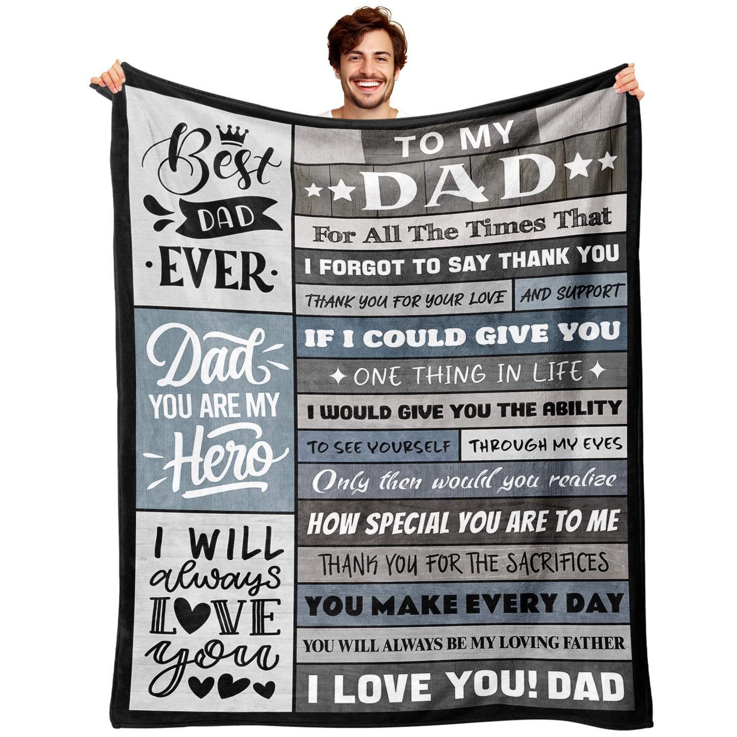 YPURTSD Valentines Day Birthday Gifts for Dad - Dads Gifts from Daughter Son - Fathers Day for Father - Blanket for Dad Who Wants Nothing - to My Best