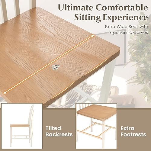 Miniatura 5 de Giantex Juego de 2 sillas de comedor, sillas de cocina de granja con respaldo de listones, marco de metal sólido, sillas auxiliares de comedor con