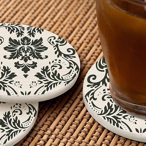 Miniatura 6 de Posavasos de estilo barroco retro para bebidas, color negro, creativo, elegante, floral, diseño de damasco, regalos para inauguración de la casa,