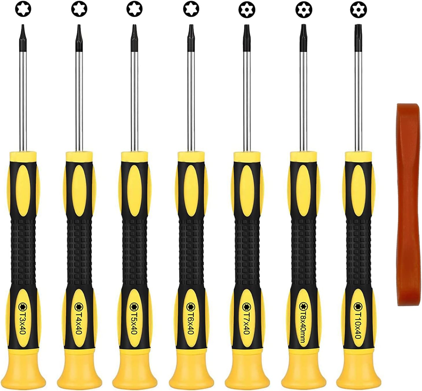 Torx Screwdriver Set 7Pcs T3 T4 T5 T6 T7 T8 T10 Security Screwdriver Set Magnetic Screwdrivers Repair Kit with Pry Tool Compatible with PS5 PS4 PS3 Xbox One Xbox 360 MacBook